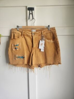 ✨ OOAK Custom Hand-Distressed Coquette Denim Shorts | Ava & Viv 14W